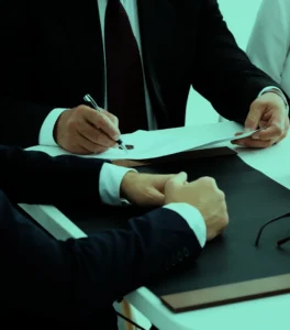 una persona firmando